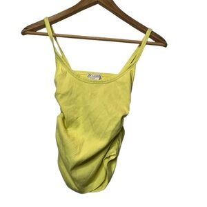 ZARA Ribbed Yellow Tank Bodysuit - Size Small